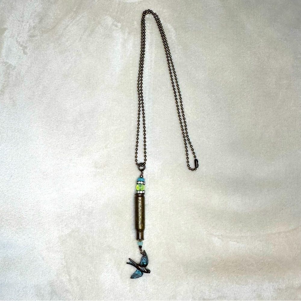 Swallow Bird Bullet Casing Handmade Necklace